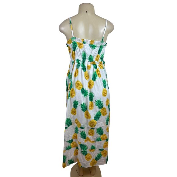 J.Crew Pineapple Print Sundress With Spaghetti Straps & Elastic Waist Size 4 - Picture 3 of 10